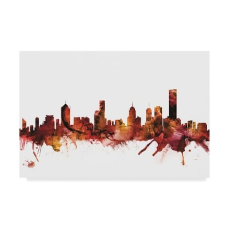 Michael Tompsett 'Melbourne Australia Skyline Red' Canvas Art,12x19